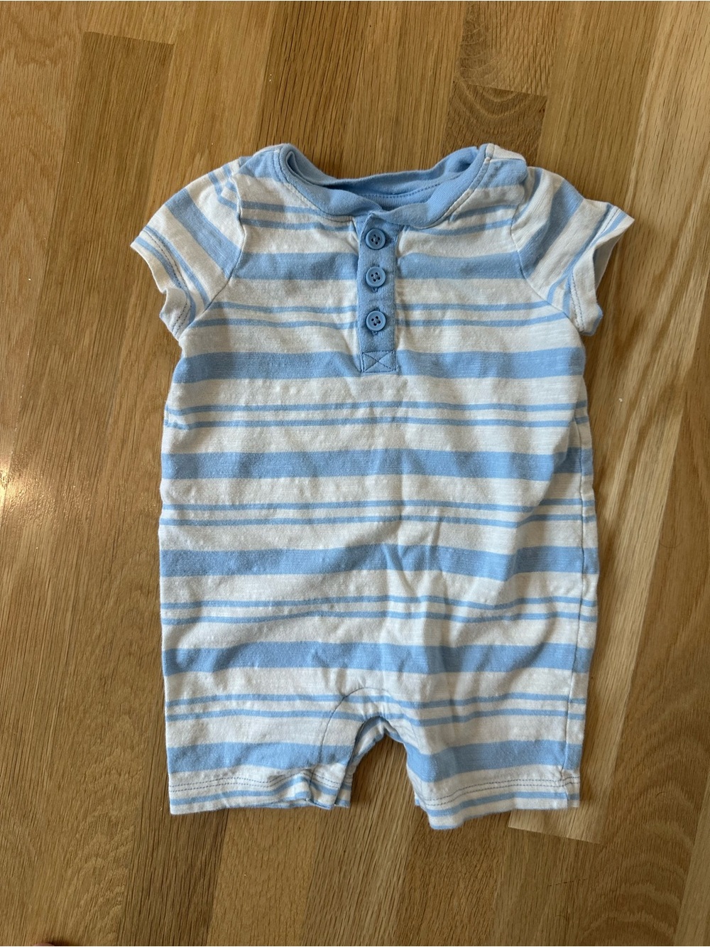Hanna Andersson Blue & White Striped Baby Romper, 3-6 Months